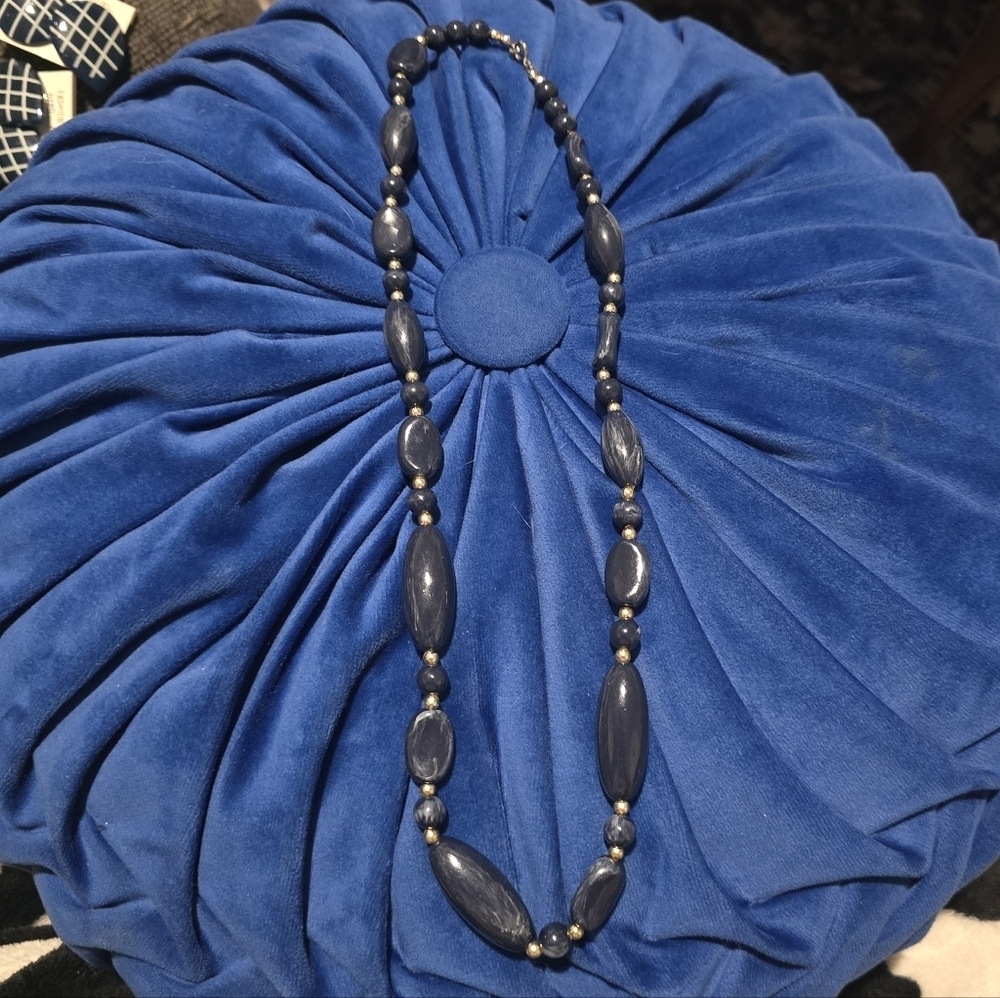 Vintage Blue Lucite Beaded Necklace